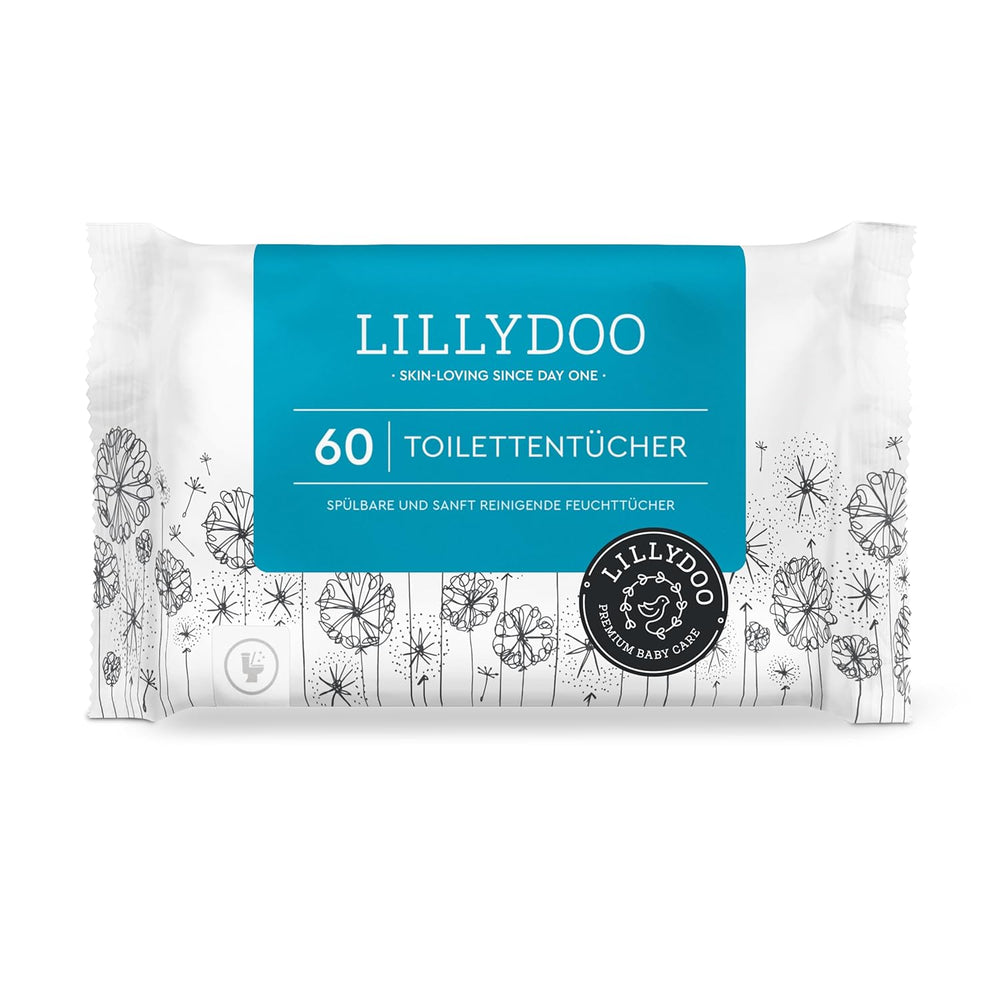 LILLYDOO vådservietter til toilet 720 stk (12 x 60) 100% plastfri, skyllebare klude Parfumefri