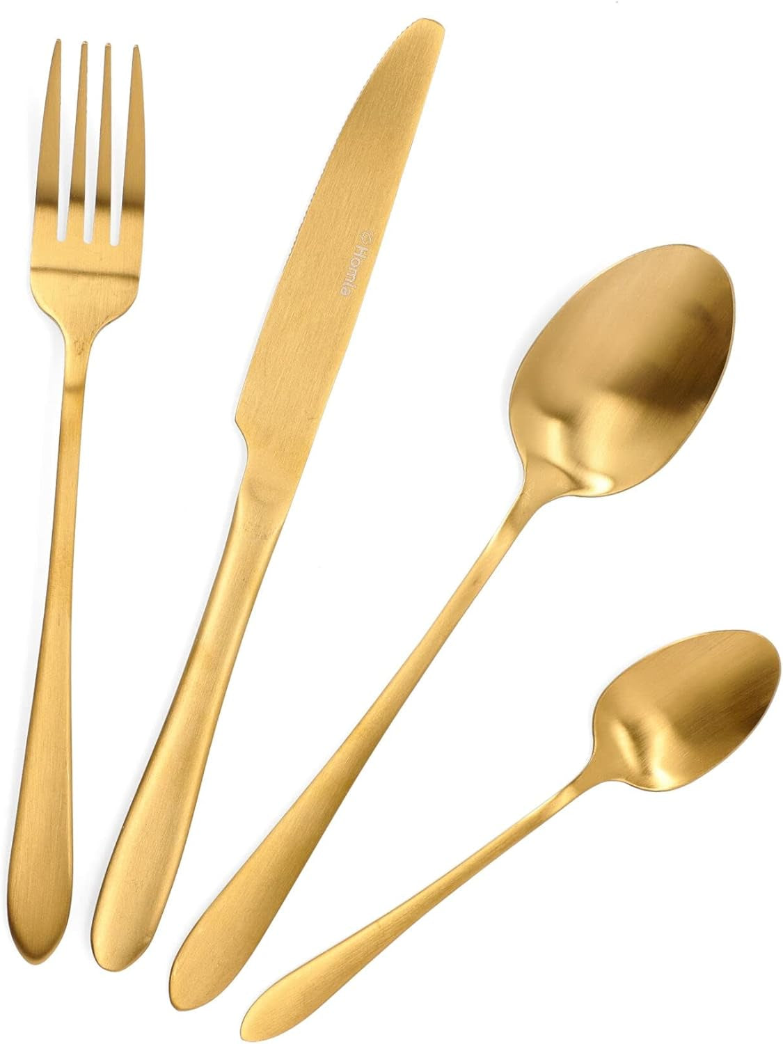 HOMLA Abele Besteckset Für Vier Personen 16-Teilig Edelstahl Hygienisch Elegant Leicht Zu Reinigen Gold Bucatarie Naty Shop Matt Golden
