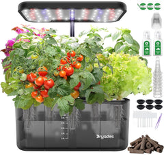 Hydroponic Grow System: 8 kapsler, 24W LED-lampe med fuld spektrum med advarsel om lavt vand | Indendørs have til køkken, stue, skole | Gaveidé til amatørgartnere