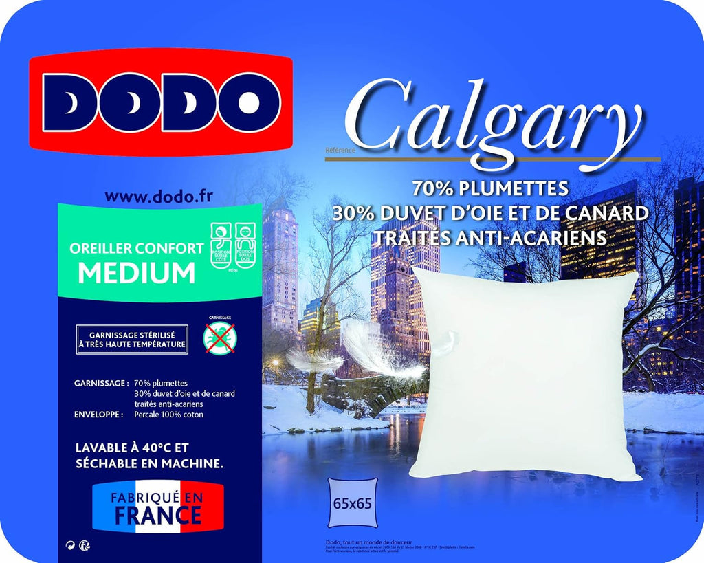 DODO 64476 Pernă Calgary, puf/piele de gâscă și rață, 65 X 65 cm, alb Perne standard Naty Shop