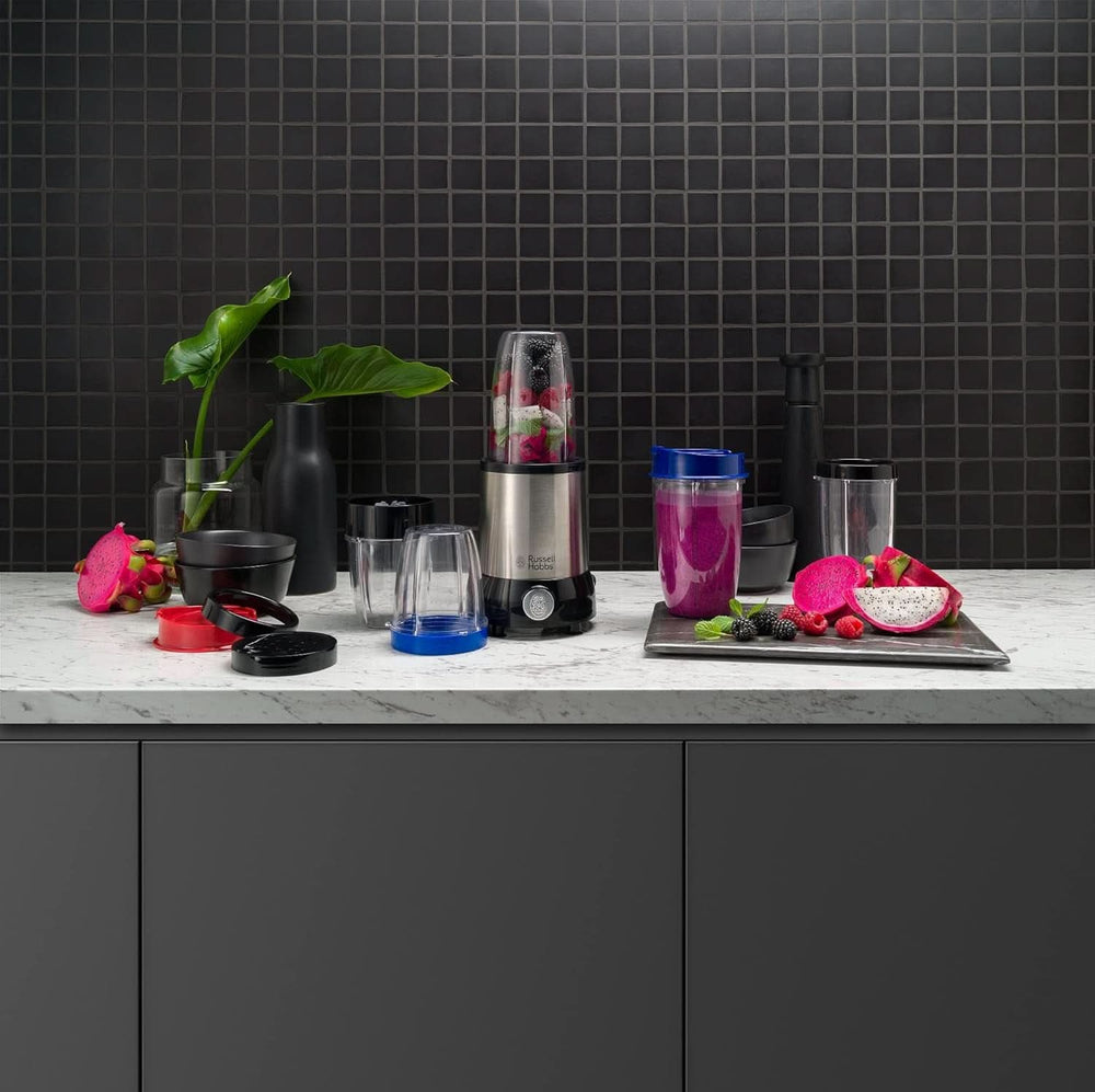 Russell Hobbs Mixer [Multifunktions- Standmixer] Nutriboost (Inkl. 5 Bpa-Freie Und Spülmaschinengeeignete Behälter + Deckel, 22.000 U/Min, 0,9 Ps-Motor) Elektrisk, Smoothie-Maker 23180-56 Kitchen Naty Shop