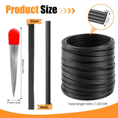 65M Kunststoff Rattan Reparaturmaterial, Flach Gewebtes Pe-Rattan Mit Webwerkzeug Für Outdoor Möbel, Garten, Terrasse, Rattan-Stuhl, Tisch, Sitzbank Sehr Langlebig, Schwarz