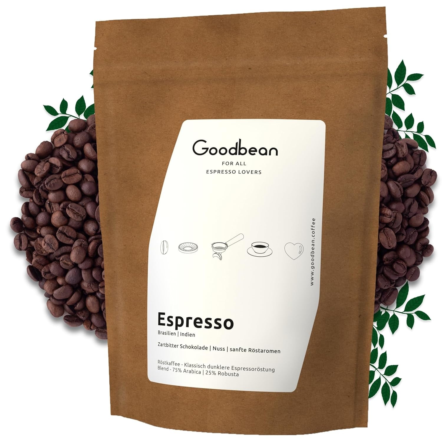 ESPRESSO | Boabe de cafea 500g - 100% Arabica | Proaspăt prăjite pentru prepararea espresso | Boabe de cafea întregi | Aromă clasică de cafea