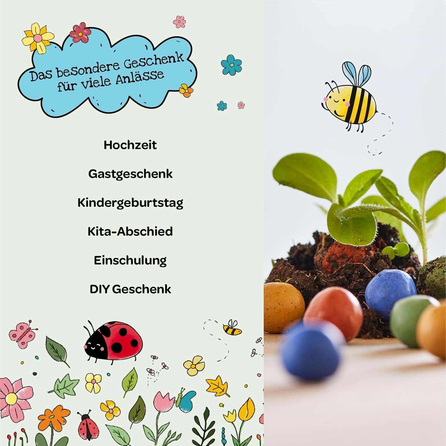 Die Stadtgärtner Blumenmurmeln Das Original I 25 Handgemachte & Kunterbunte Samenbomben Mit Über 20 Arten Von Blumen-Saatgut I Mitgebsel Kindergeburtstag I 100% Ökologisch & Min. 2 J. Haltbar