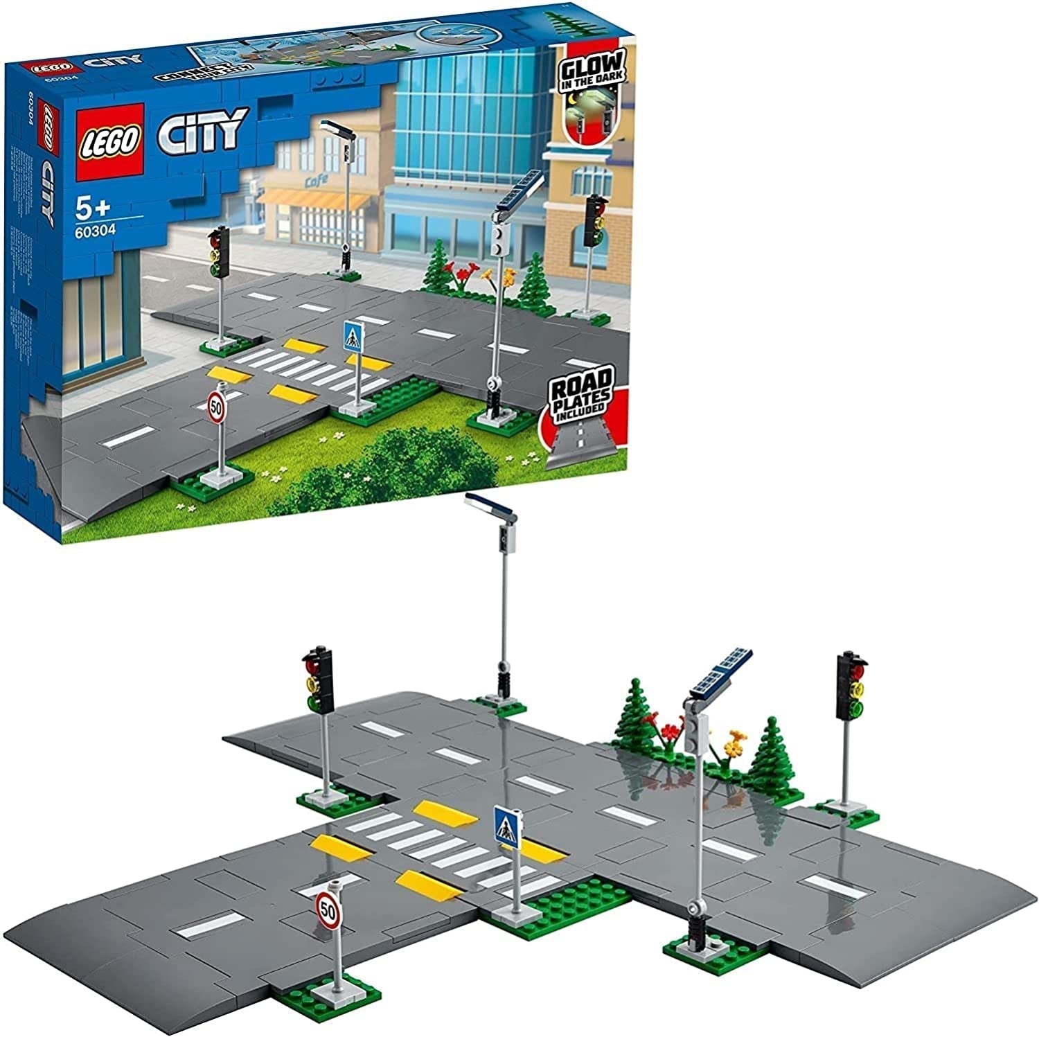 LEGO City vejkryds med trafiklys Byggesæt med glød-i-mørke-klodser 60304 Byggesæt Besuche den LEGO-Store Single
