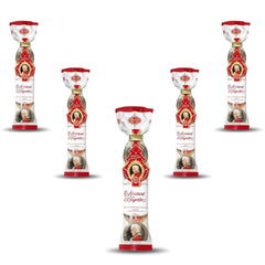 Reber Mozart kugler - 5 poser af 5 slik i juleudgaven - Autentiske Reber Mozart kugler, lavet af mørk chokolade, marcipan og nougat