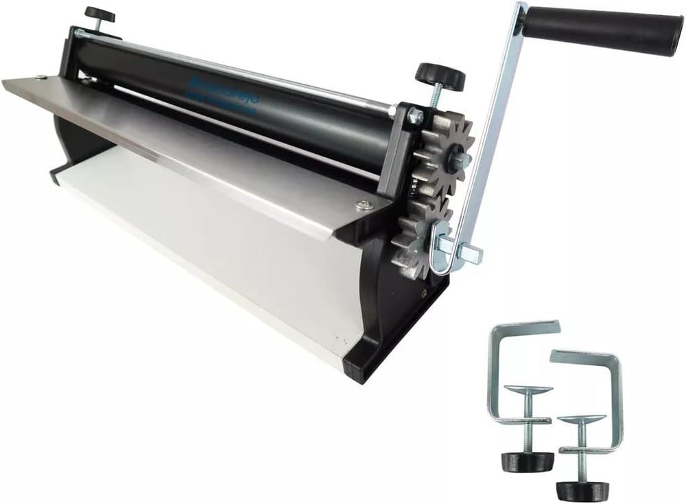 DKN Pizzadejrullemaskine med håndsving, 48,8 cm, nudelmaskine, Teigfolie med Anti-Haft ruller og Dicken Control – Konstruktion af massiv Stahl og Aluminium