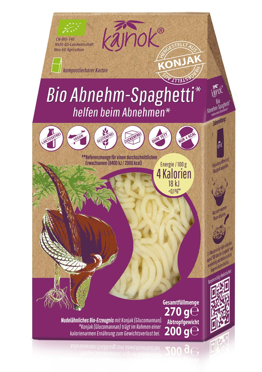 Økologisk slankespaghetti: Konjac Spaghetti - Økologiske Shirataki-nudler til slankekur - Ideel til diæter med lavt kulhydratindhold - Det bedste pastaalternativ til kost, fitness og sund livsstil 10-pak 2,7 kg