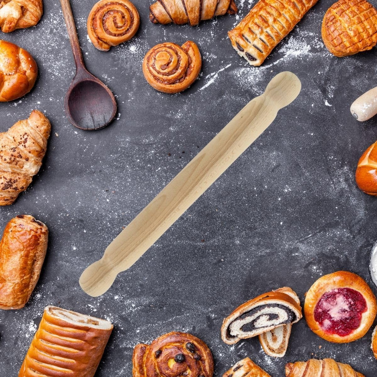 Fackelmann 3154050 Teigrolle aus Holz, einteilig, 40 cm, brun