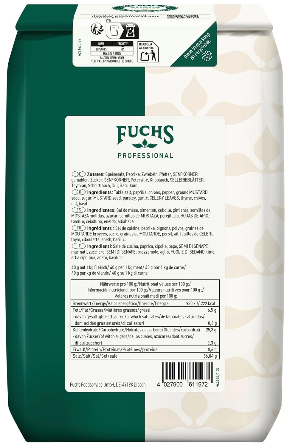 - Spieß- und Grillbraten Würzmischung | Gewürz für Spießgerichte, auch für Gemüspieße geeignet | Profi-Qualität für Großverbraucher | 1,5 kg genbrugspose