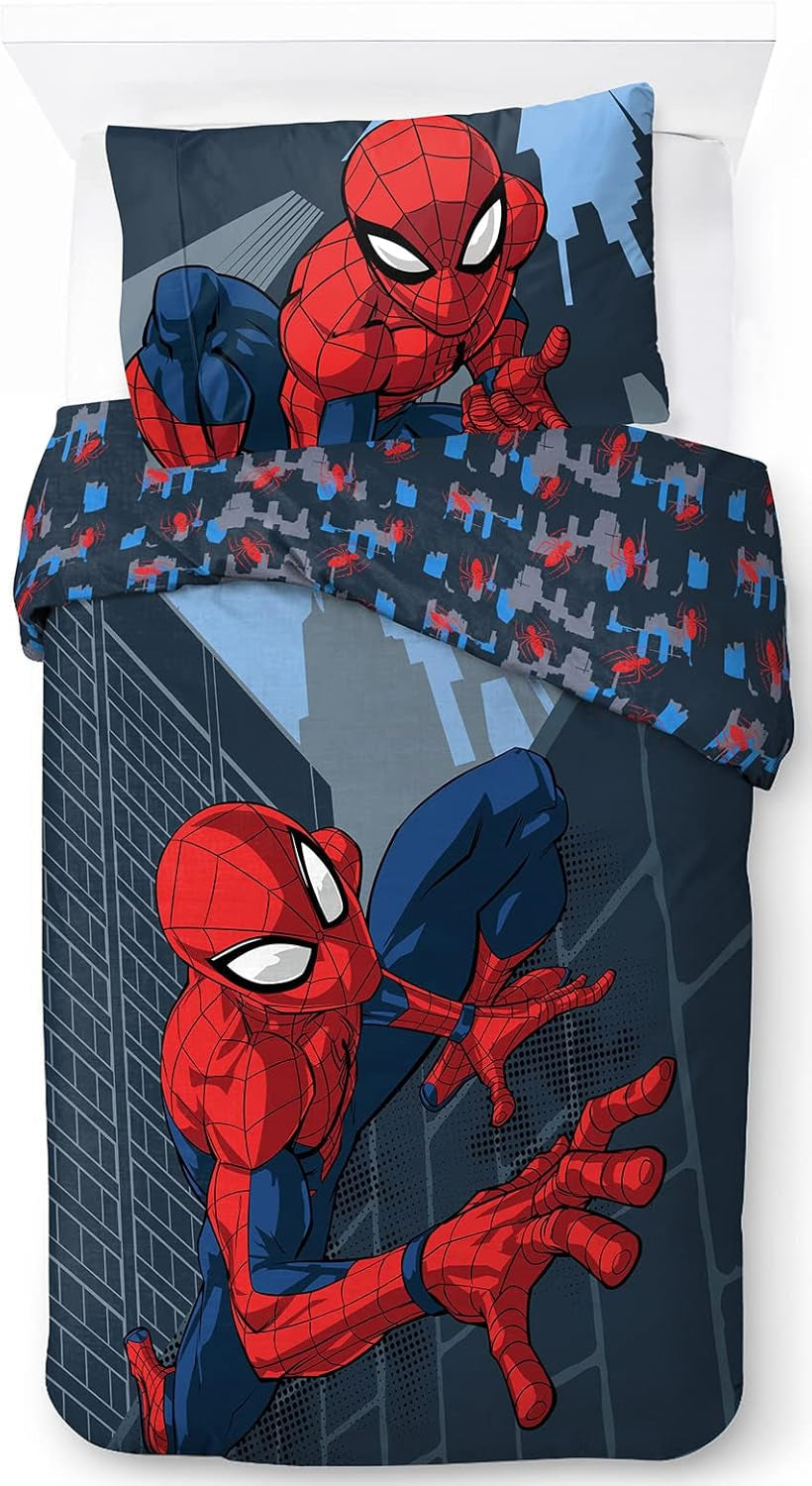 Sengetøj til børn, unisex, prinsesser og superhelte, 100% bomuld Sengetøj - børn Naty Shop Blue - Spiderman 135X200/50X70 (2 stk)