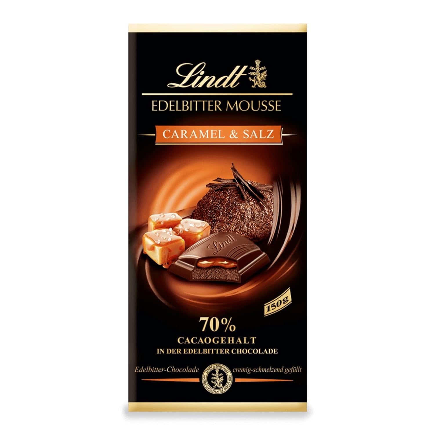 Lindt mørk chokolademousse med chili og kirsebær | Bar 150g | Med 70% kakaoindhold og mørk chokolademoussefyld og kirsebær chili | Chokoladebar | Mørk chokolade