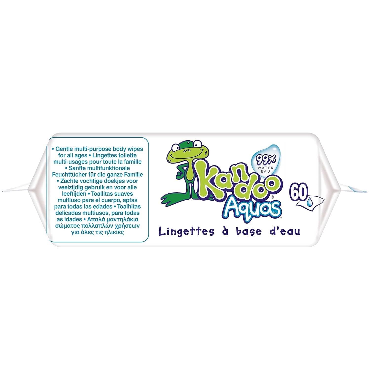 Aquas multifunktionelle toiletservietter 99% vand Pakke med 60 Baby Wet Wipes Naty Shop