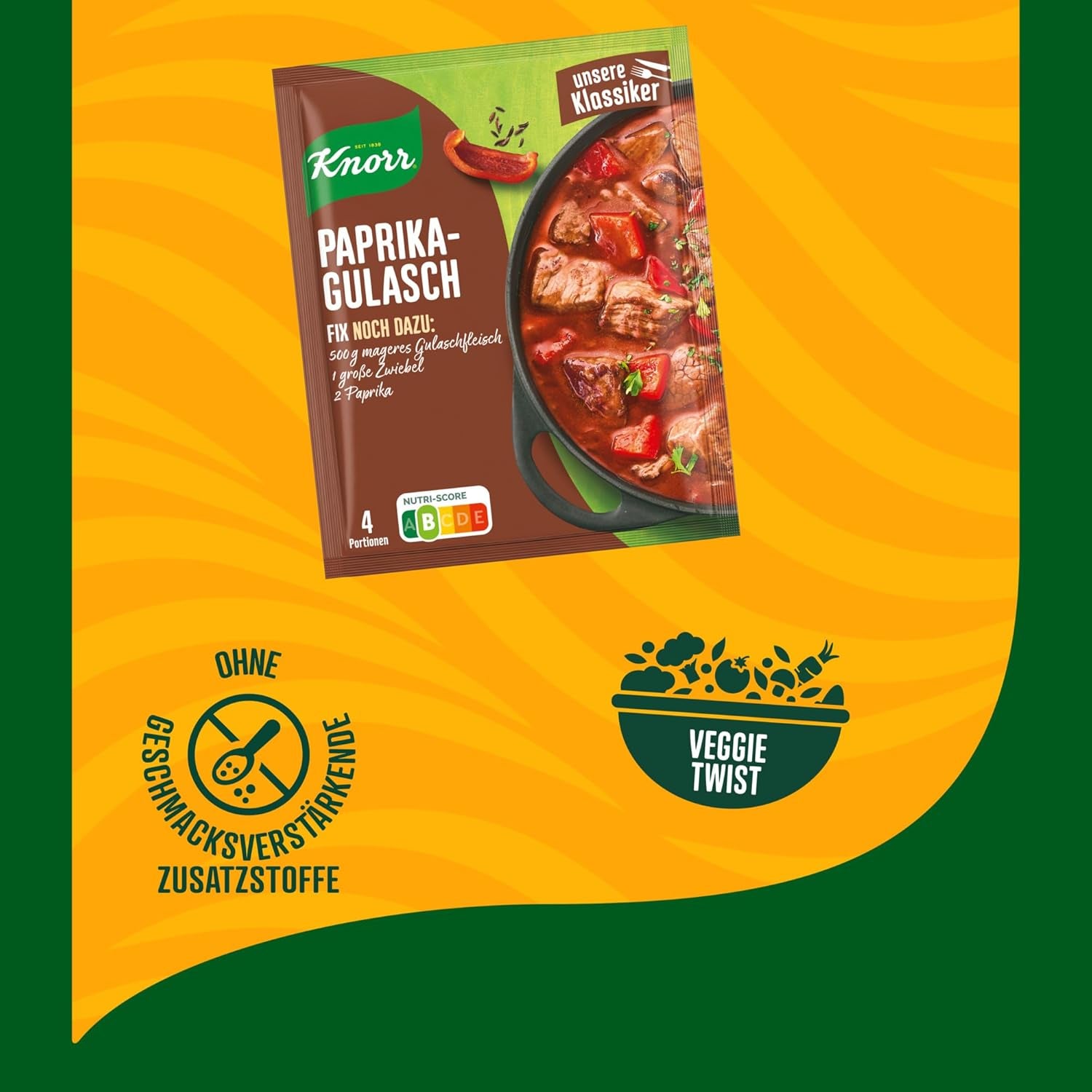 Knorr Fix Würzmischung Paprika-Gulash für ene leckeres Fleischgericht mit natürliche Ingredienten 4 Portionen