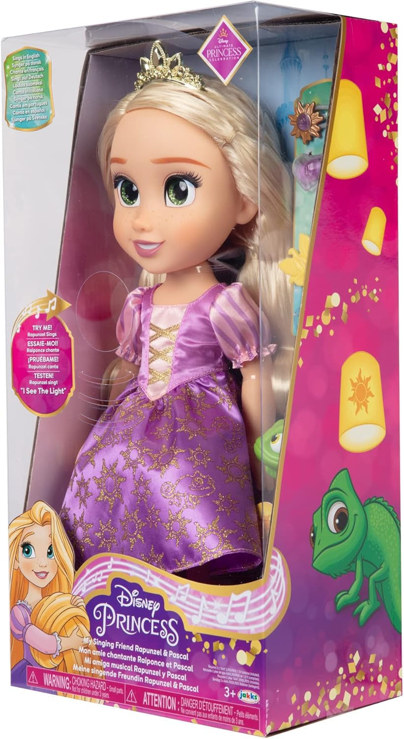 Disney Princess Singing Rapunzel Doll 35 Cm, Synger "I See the Light", Indeholder tilbehør for mere sjov, Perfekt til piger over 3 år, Purple Dolls Naty Shop