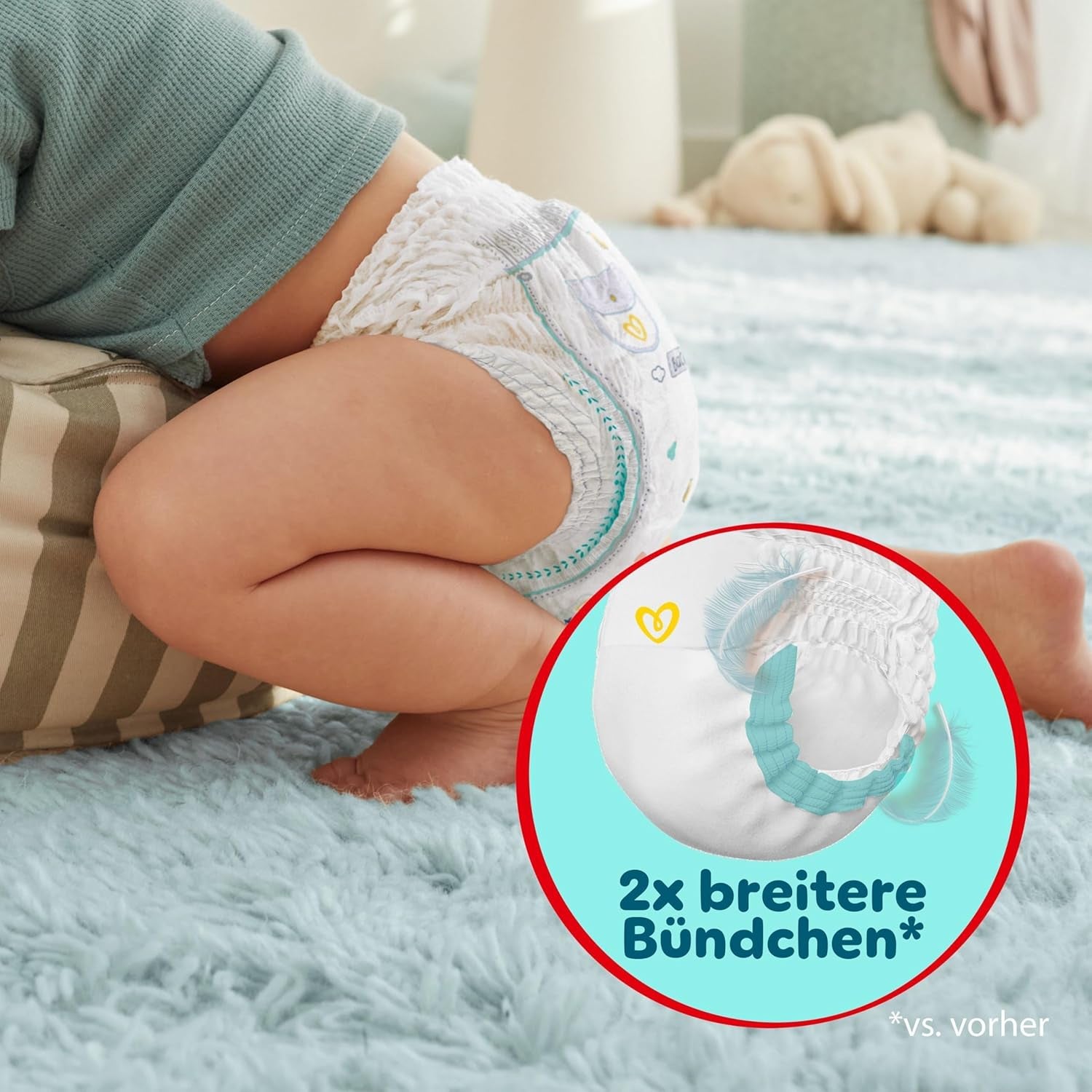 Pampers Premium Protection Pants Größe 6, 78 Windeln, 13kg-19kg, Mit 360° Fitform, 2x breiteren Bundchen as vorher for Komfort & Schutz + 10 Stück Pampers Aqua Baby-Weuchttücher enthalten
