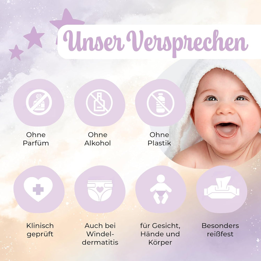 Millis Bamboo Baby Sensitive vådservietter til sart babyhud - 5 x 60 stykker - Naturlig, skånsom og bæredygtig rengøring - Biologisk nedbrydelige babyservietter, plastikfri og alkoholfri