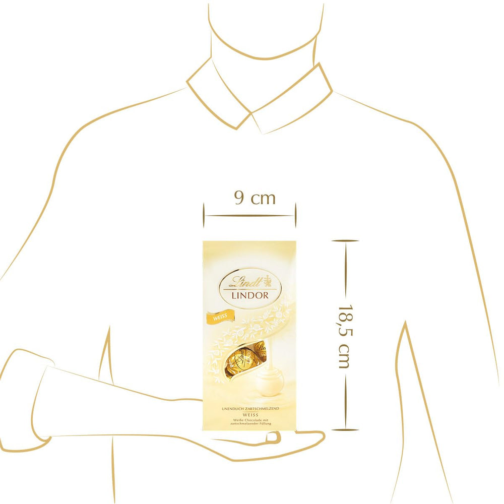 Lindt hvide chokoladekugler LINDOR | 137g pose | Ca. 10 hvide chokoladekugler med smelte-i-mund-fyld | Chokolade gavesæt | Chokoladegavesæt (pakke med 2)