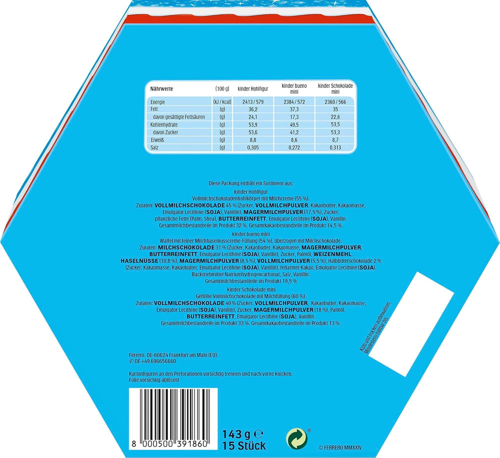 Kinder Mix juletallerken - lækre chokoladespecialiteter fra Kinder sortimentet - 143g