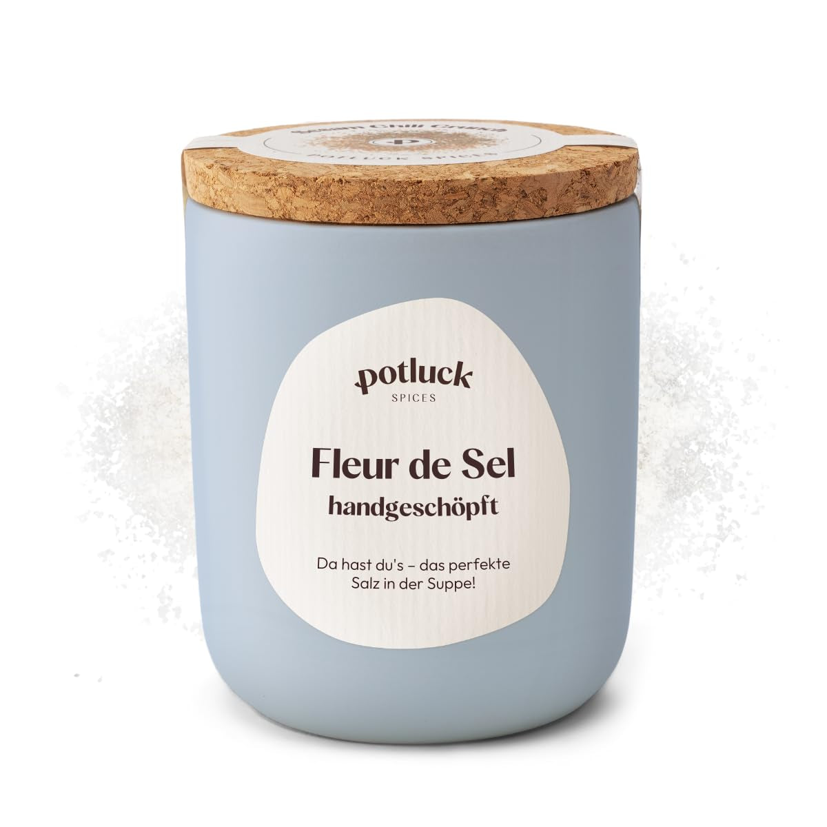 Potluck | Fleur de Sel håndgeschöpft | Meersalz im Keramiktopf | 80g | Vegansk, glutenfri og med naturlige ingredienser
