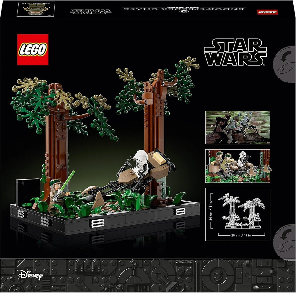 LEGO 75353 Star Wars Pursuit on Endor - Diorama Sæt, Return of the Jedi med Luke Skywalker, Princess Leia & Scout Trooper og Speeder Bikes, 40 års jubilæums byggesæt Besuche den LEGO-Store