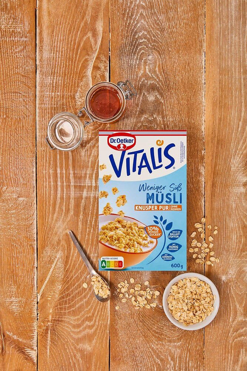 Dr. Oetker Vitalis Less Sweet Crunchy Pure: Crunchy müsli med 30 % mindre sukker, pakke med 5 (5 x 600 g)