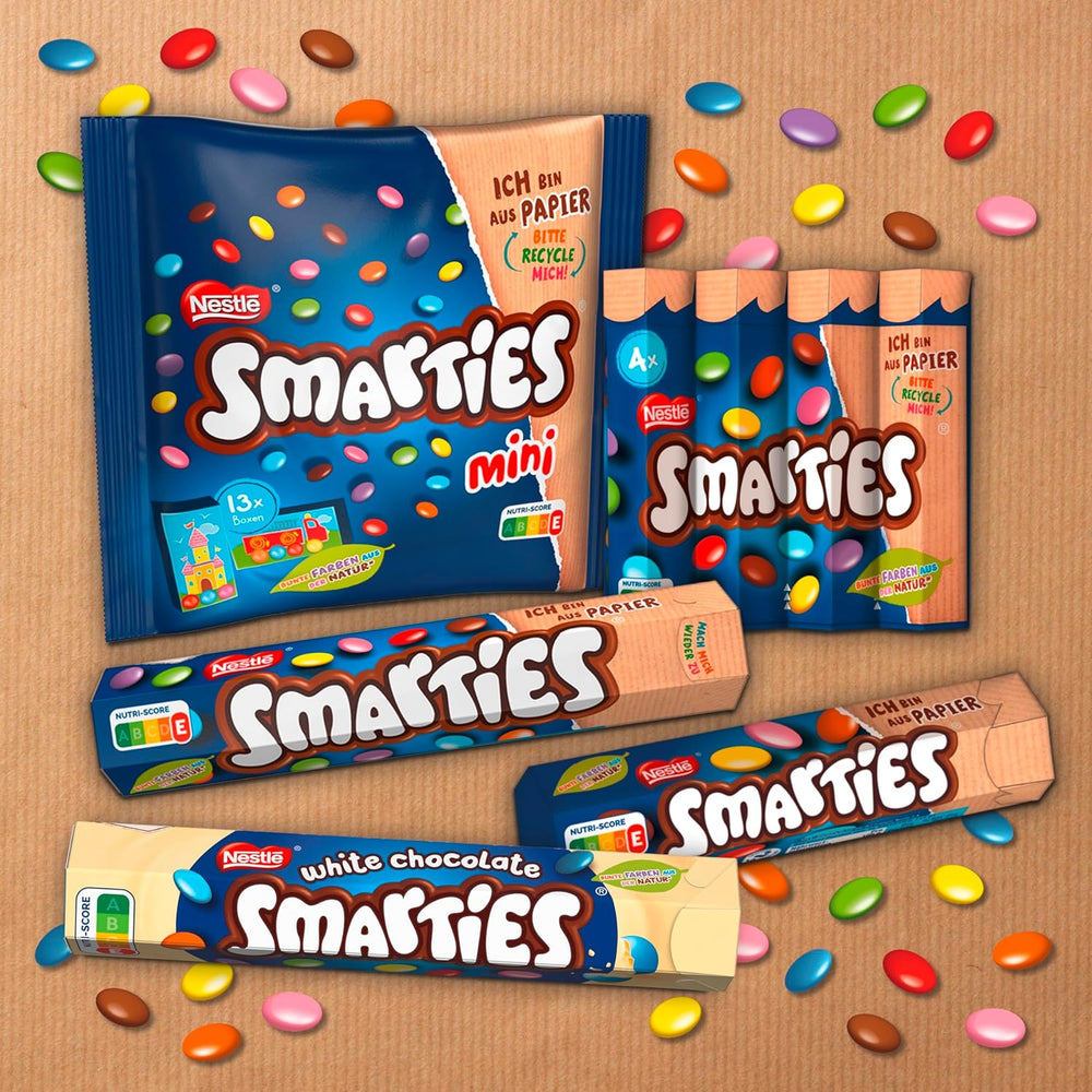 Nestlé SMARTIES Mini, små linser med mælkechokolade, individuelt pakket, pakke med 16 (16 x 187 g)