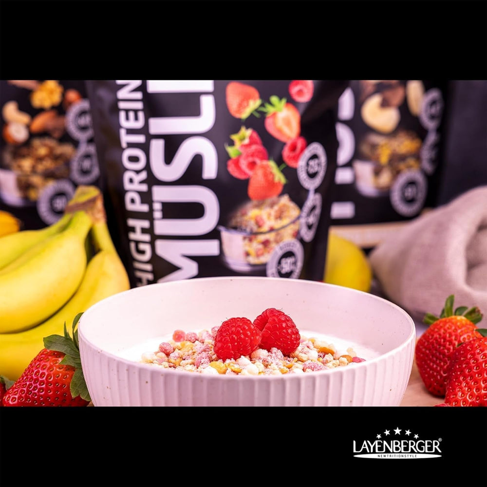 Layenberger 3K højproteinmüsli, 50% Eiweiß og 18% Kohlenhydrat - Enkeltpakke (1X 390 G) - Schoko-Nuss Cereale Naty Shop