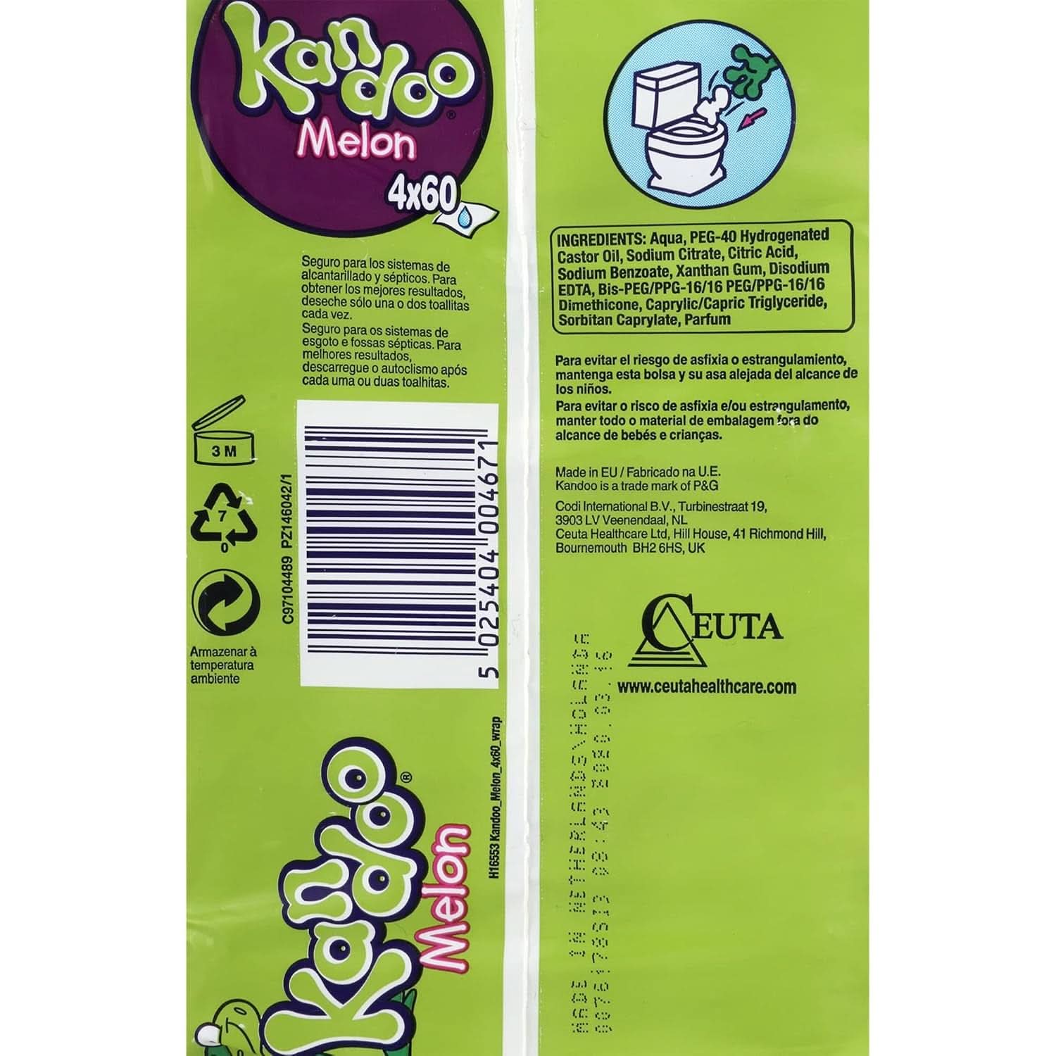 Reserve rengøringsservietter, duftende melon, 4 x 60 stykker Baby vådservietter Naty Shop