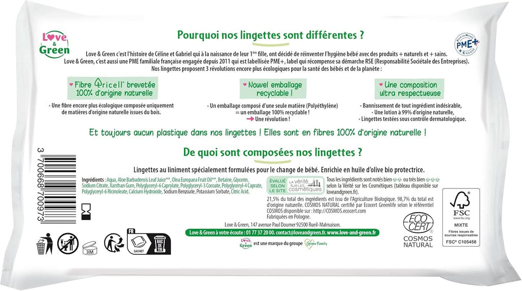 Șervețele de curățare Liniment, sănătoase și ecologice, certificate Cosmo Natural de ECOCERT și FSC, ambalaj reciclabil Servetele Umede Bebelusi Naty Shop