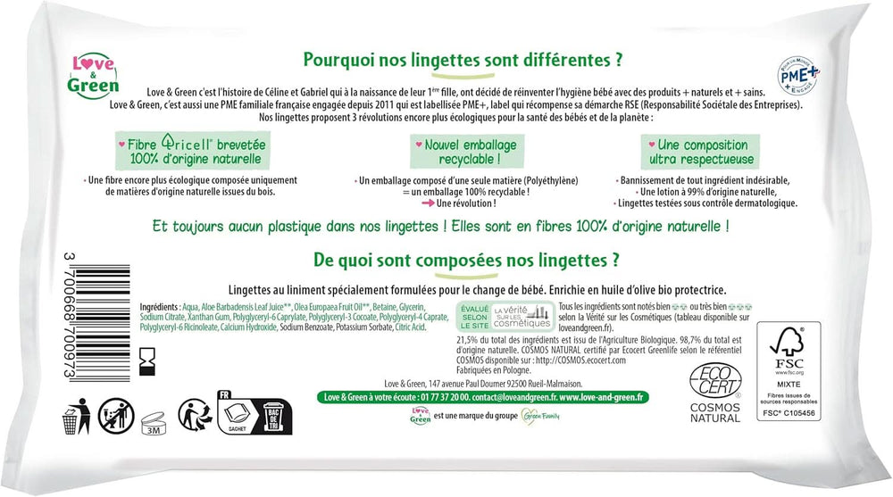 Șervețele de curățare Liniment, sănătoase și ecologice, certificate Cosmo Natural de ECOCERT și FSC, ambalaj reciclabil Servetele Umede Bebelusi Naty Shop