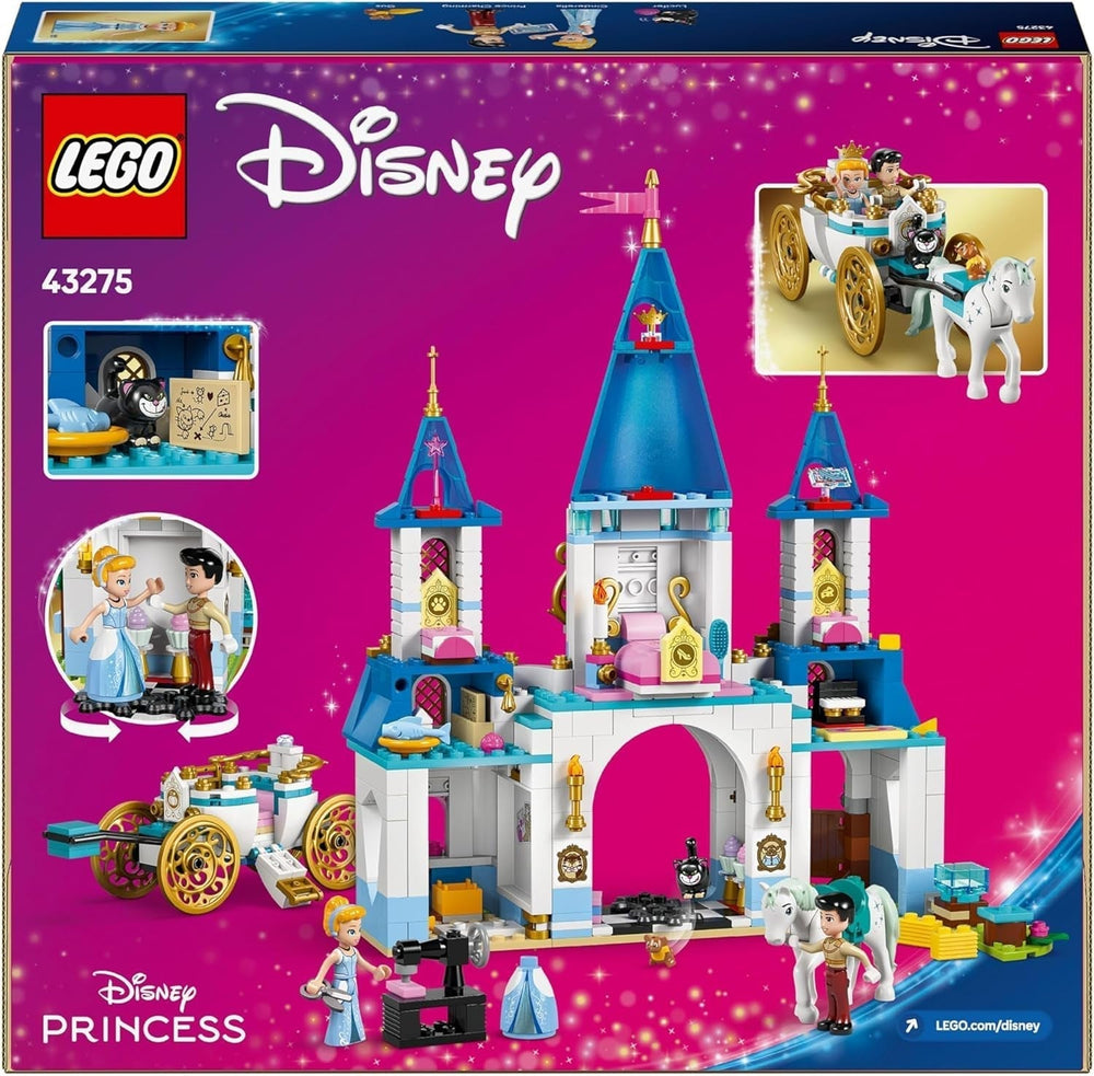 LEGO Ç€ Disney Princess Castle Askepot og Hestevogn, Sæt til piger fra 6 år og opefter, Fantastisk Legetøj med Prinsesse Askepot og Prins Charmerende Minidukker, Gaveidé til Disney Fans 43275 Byggesæt Beuche den LEGO-Store