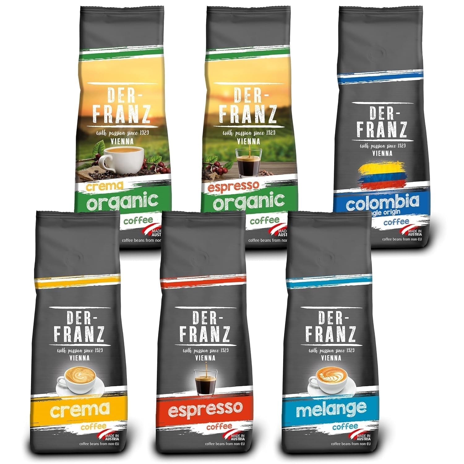 Der-Franz Espresso Organic Coffee, Intensitate 5/5, Arabica și Robusta organice, boabe întregi Cafea Naty Shop 6 x 500 grame Pachet de cafea