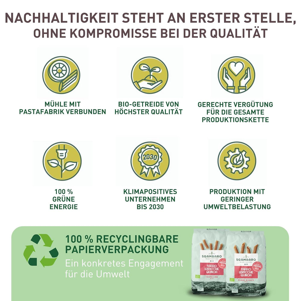 Økologisk pasta Trivelline N.47 - 500g med speltmel, linsemel og quinoamel - Rig på protein, kilde til fiber og protein