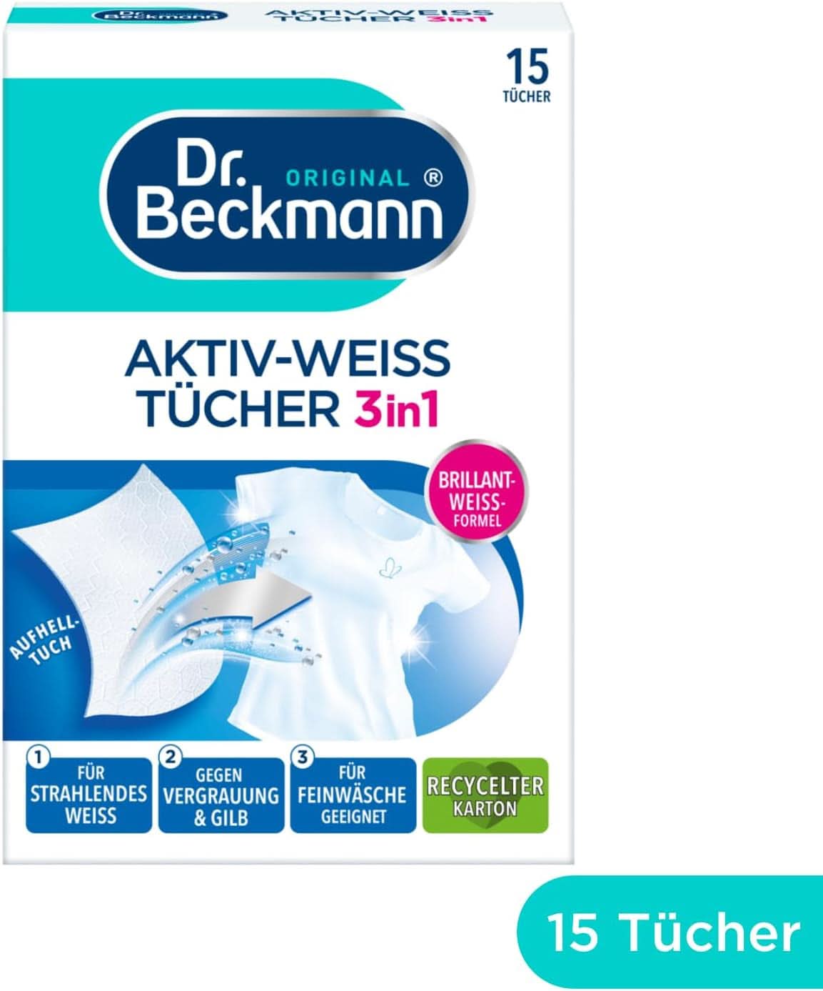 Dr. Beckmann Festservietter, Active-White, 15 servietter Tøjvaskemidler Naty Shop