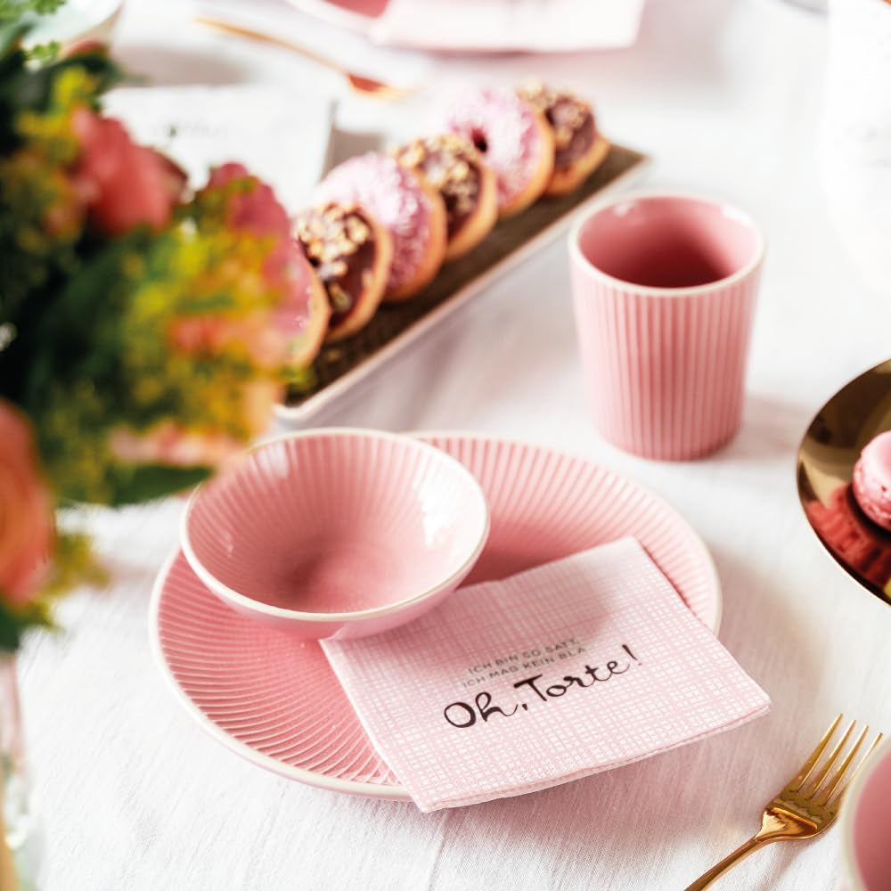 Șervețele atelier grafic cu dicton | 20 bucăți | 12,5 X 12,5 cm | roz | dungi