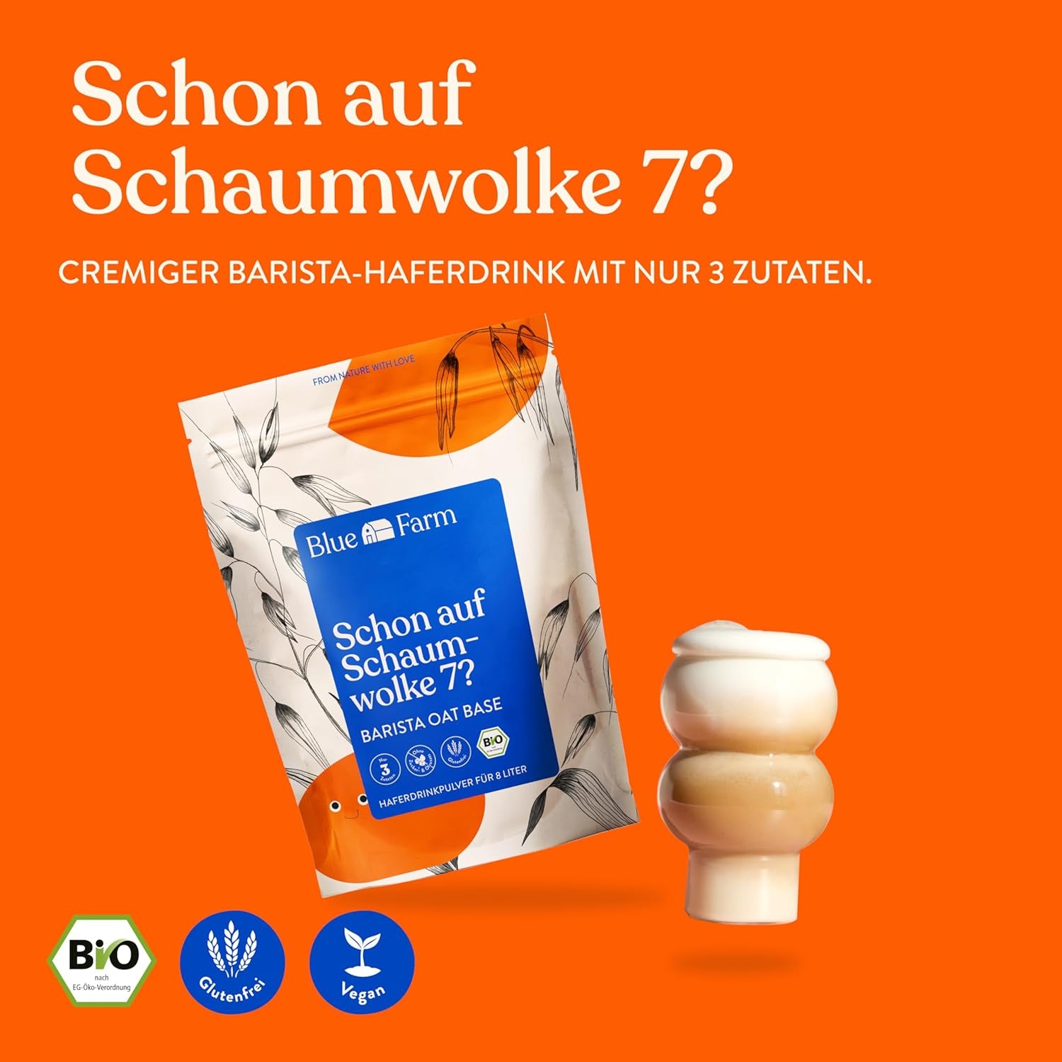 Blue Farm Barista Oat Base für bis zu zu zu 8L zum selbermischen – Bio Haferdrink Barista Edition – Milchalternative ohne Zusatzstoffe und Zuckerzusatz – Vegan und Glutenfrei – 90% weniger Verpackungmüll