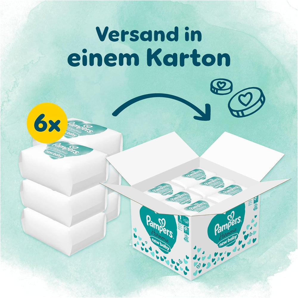 Pampers Harmony bleer størrelse 1, 180 bleer, 2kg-5kg, skånsom hudbeskyttelse med 100% Pampers beskyttelse