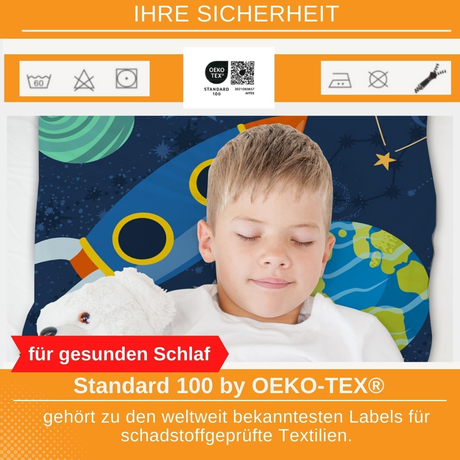 Aminata Kids børnesengetøj, ydre rum, bomuld Sengetøj - børn Naty Shop