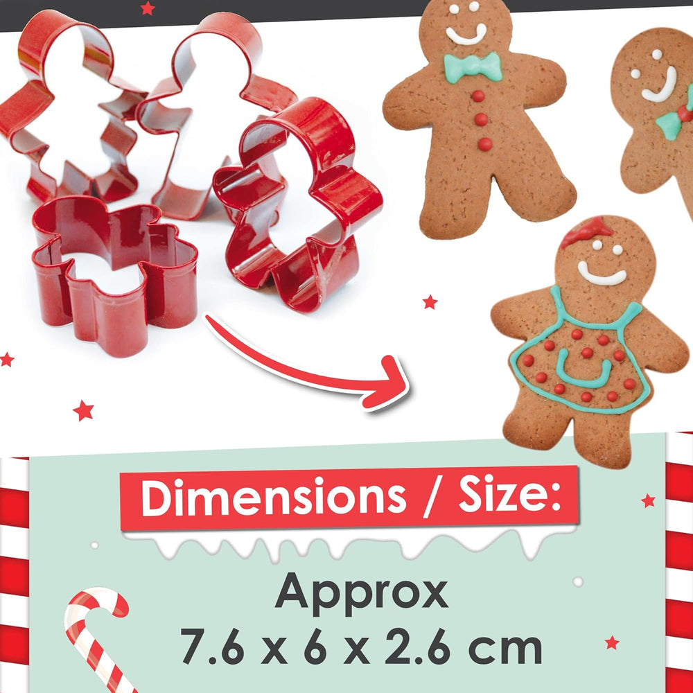 ScrapCooking - 4 Forme de Biscuiți Omuleț de Turtă Dulce - Forme de Biscuiți de Crăciun din Oțel Inoxidabil - Forme de Biscuiți Omuleț de Turtă Dulce - Accesorii de Coacere Design Tort - 2081