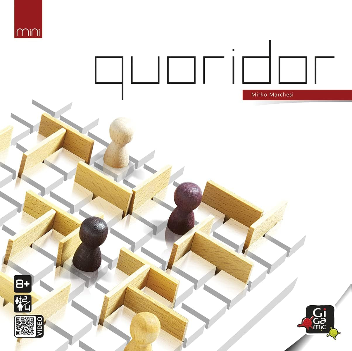 Gigamic, Quoridor Mini, joc de familie, joc din lemn, 2-4 jucători, vârste 8+, 15 minute, germană, multilingv, multicolor, colorat