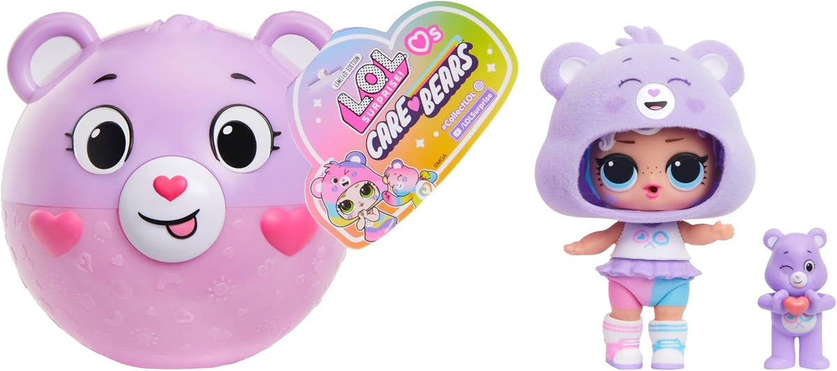 LOL Surprise! Loves Care Bears Tots - Include 1 păpușă cu ținută și accesorii, minge în formă de ursuleț de pluș, ambalaj ascuns, 6 păpuși de colecție