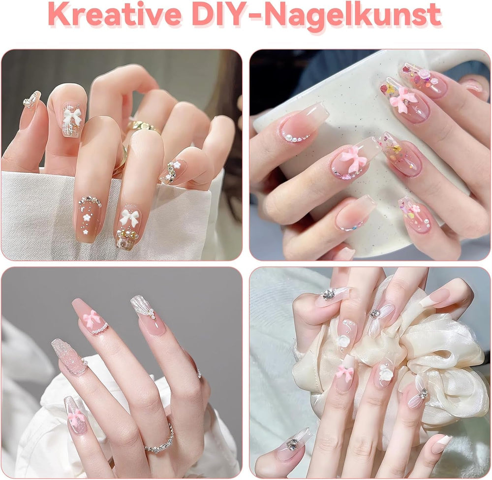 3D Nail Charms, Nail Art Charms Schleifen, Blumen Und Perlen, Nagel Charms Aus Harz, Nageldekorations Sets, DIY Charms Nägel, Nagelanhänger