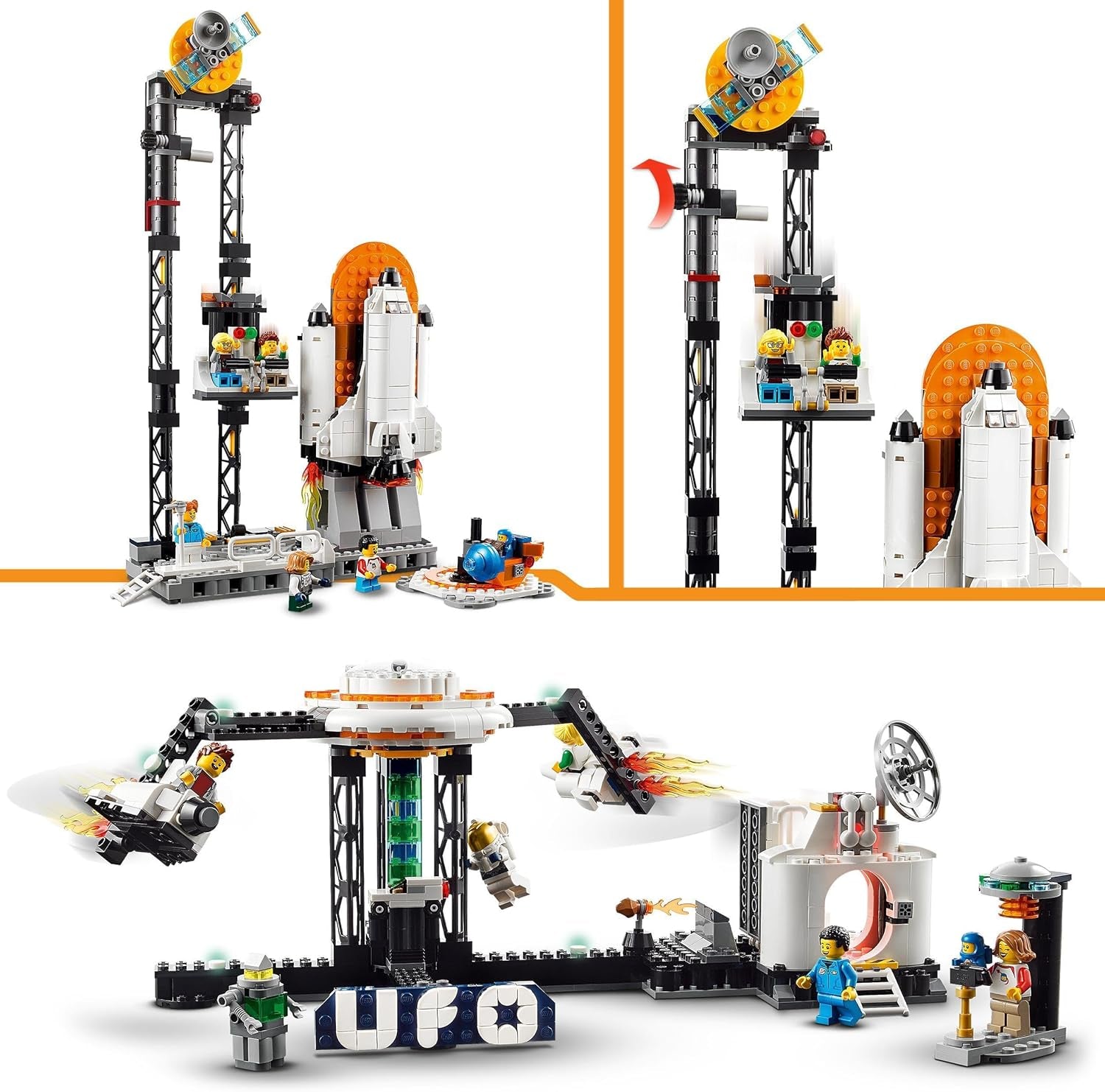 LEGO 31142 Creator 3-i-1 Space Rollercoaster Legetøjssæt til børn med arbejdsvogne, konverteres til et fritfaldstårn eller karrusel med raketter og glødende klodser Byggesæt Besuche den LEGO-Store