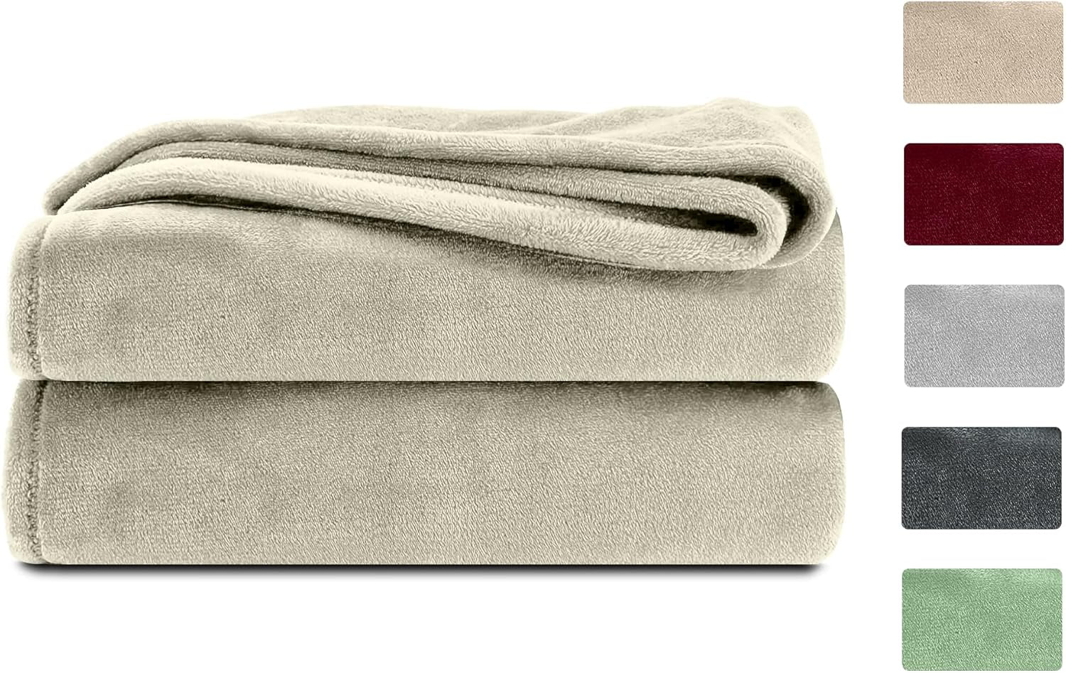 Komfortec fluffy tæppe, behageligt tæppe, fleece tæppe, Oeko-Tex certificeret, super blødt, 150X200 Cm, 260 G/M², beige Senge og tæpper Besuche den Komfortec-Store Ecru 220 X 240 Cm