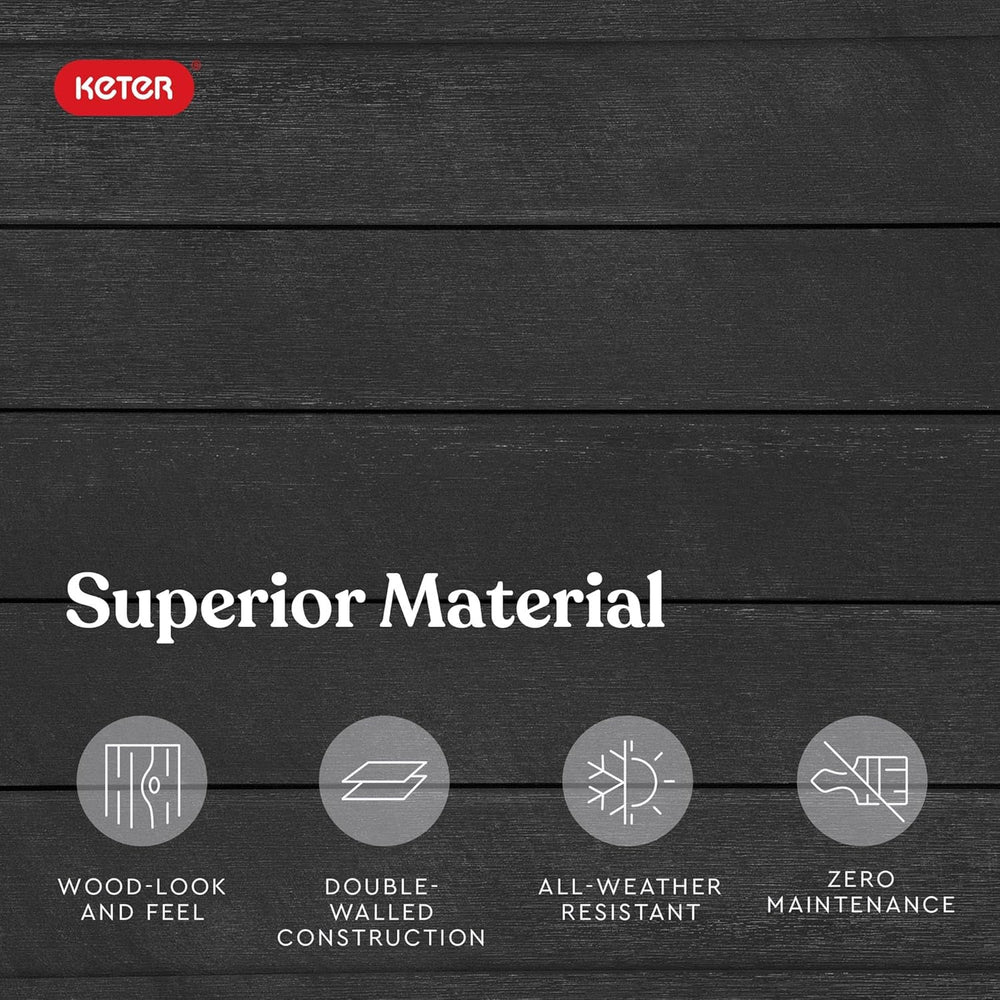 Ghiveci Keter Urban Bloomer pentru grădină înălțată și plante aromatice, pentru exterior, cu manometru de auto-udare și dop de drenaj, gri închis