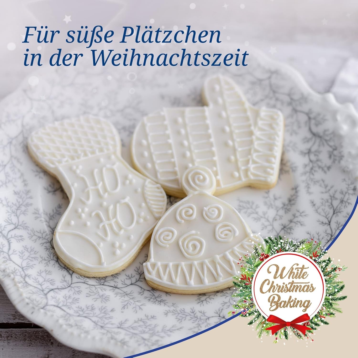 Forme de biscuiți de Crăciun Dr. Oetker, Set de 3 – Forme de biscuiți albe pentru copt de Crăciun – Forme de biscuiți din oțel inoxidabil pentru Crăciun