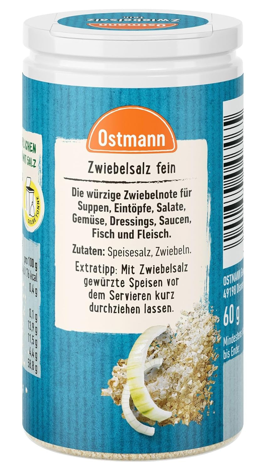 Ostmann Gewürze - Zwiebelsalz | Genbrugs- og genbrugsemballage | 60 g i Der Streudose