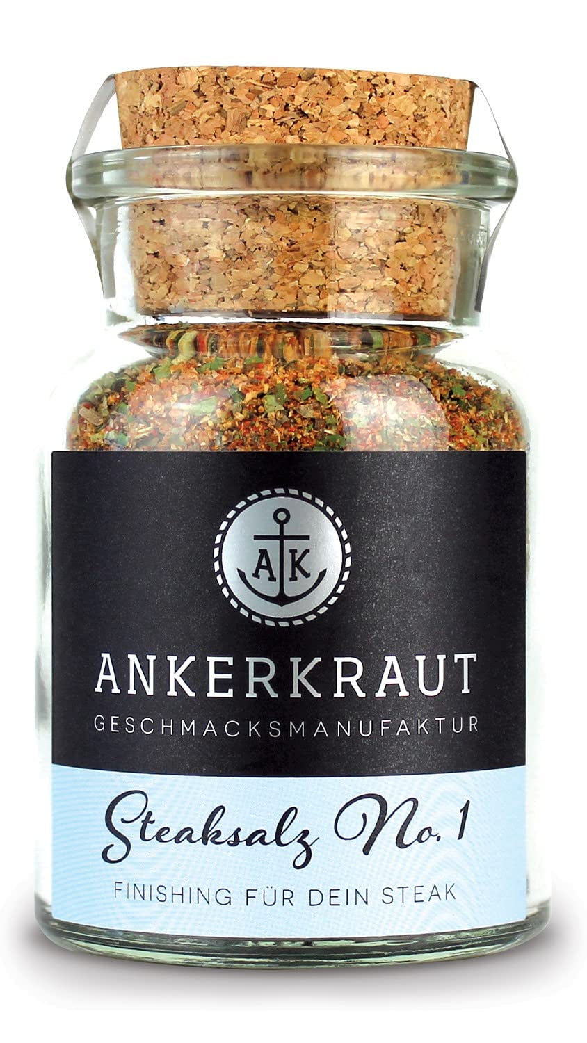Ankerkraut Steaksalz No. 1, das perfekte Finisher- und Steakhouse-Salz, 80g i Korkenglas