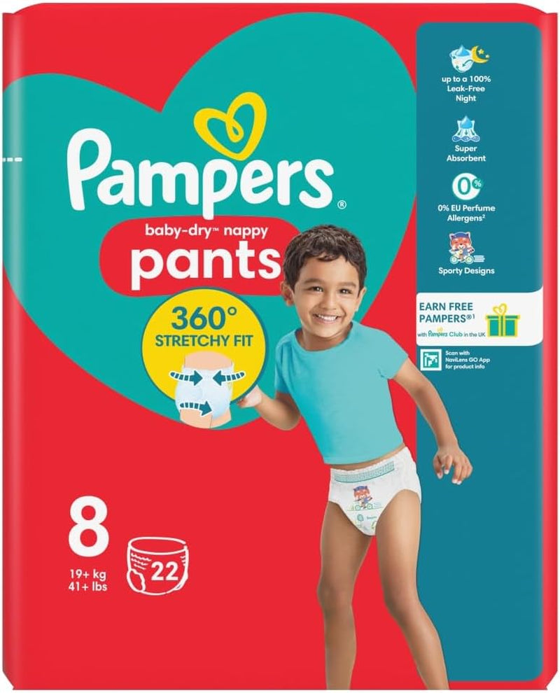 Pampers Baby-Dry bleer, str. 8, 22 stk., 19 kg+